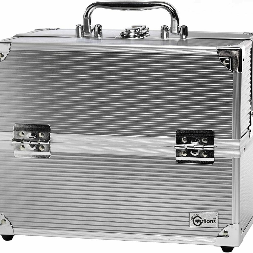 Creative Options 11.25" Silver Aluminum Crafter's Cosmetic Train Case